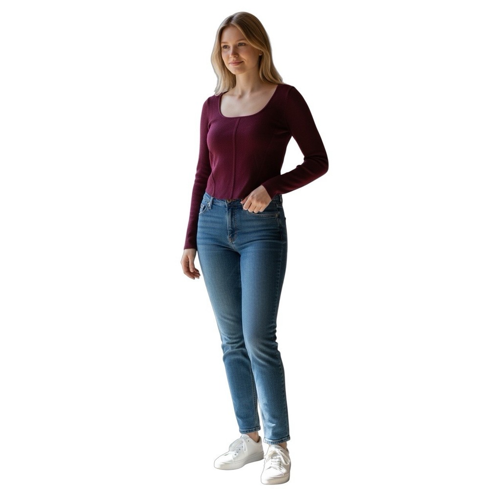 House of Harlow 1960 Luxe Essentials Crop Corset Knit Top L‎ Burgundy NWT